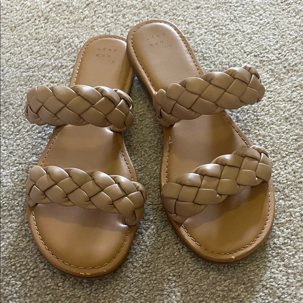 a new day Tan Double Braided Sandals